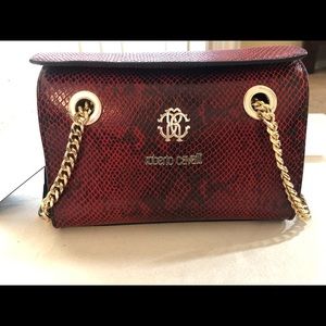 Red Python embossed leather